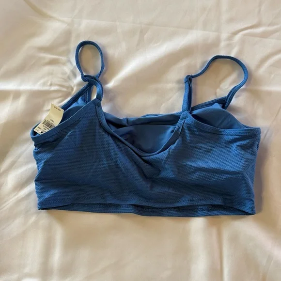 Aerie Blue Textured Padded Bikini Top | Adjustable Straps | Swim Top Size M - Picture 3 of 7